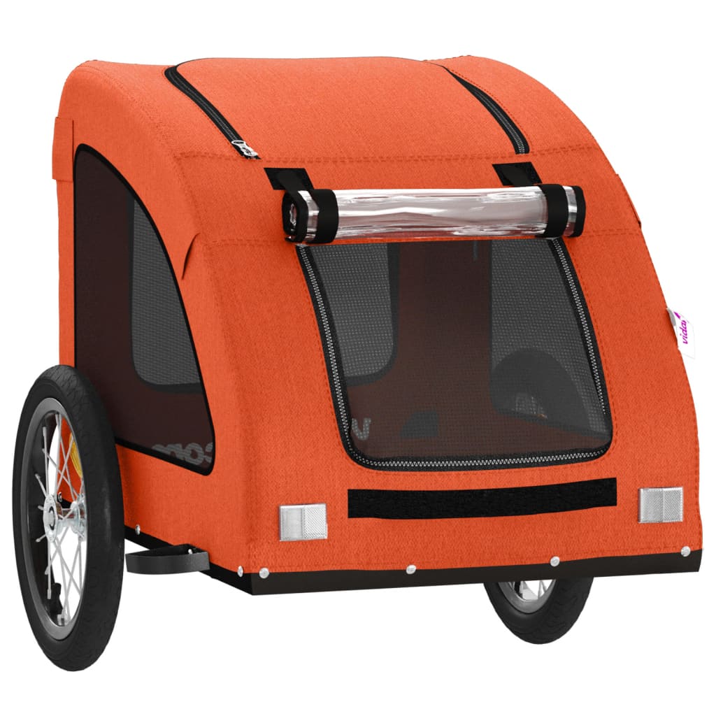 Remorque vélo pour chien Tissu Oxford orange et fer