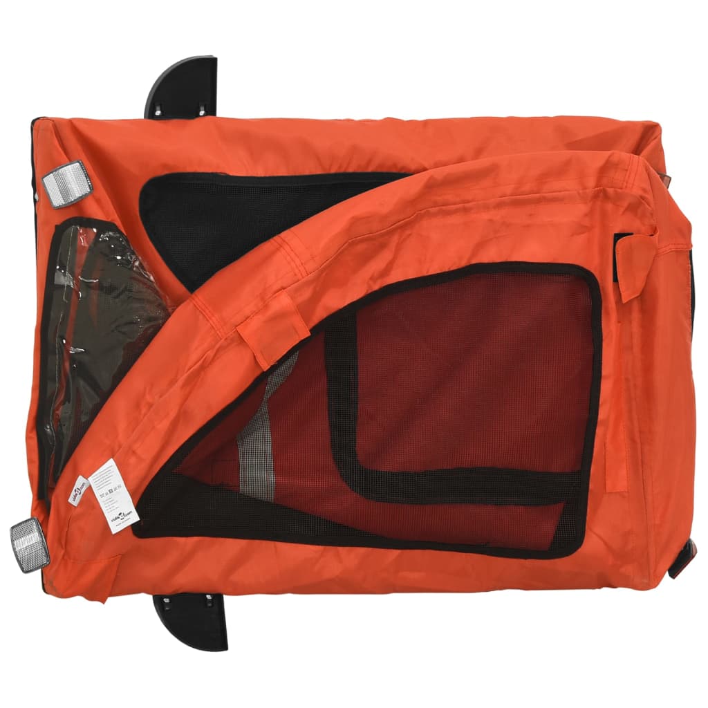 Remorque vélo pour chien Tissu Oxford orange et fer