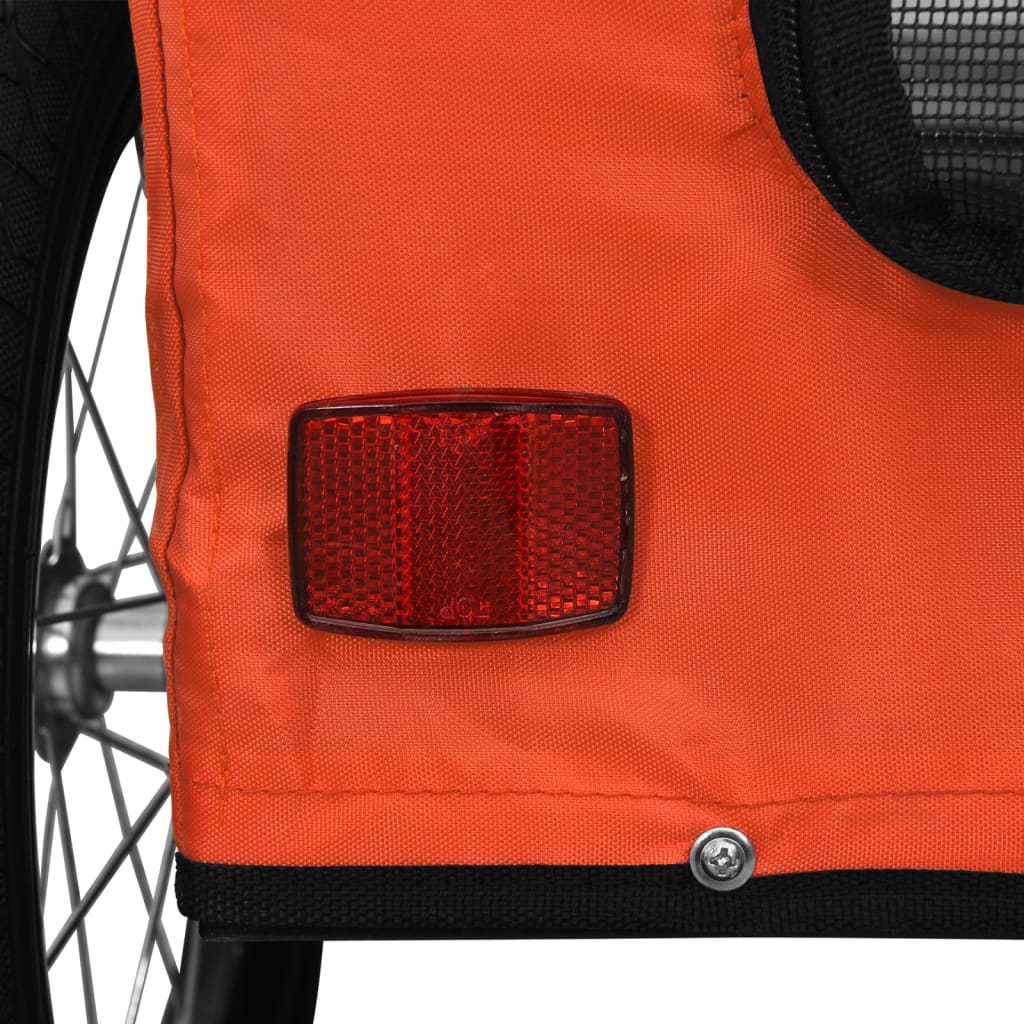 Remorque vélo pour chien Tissu Oxford orange et fer