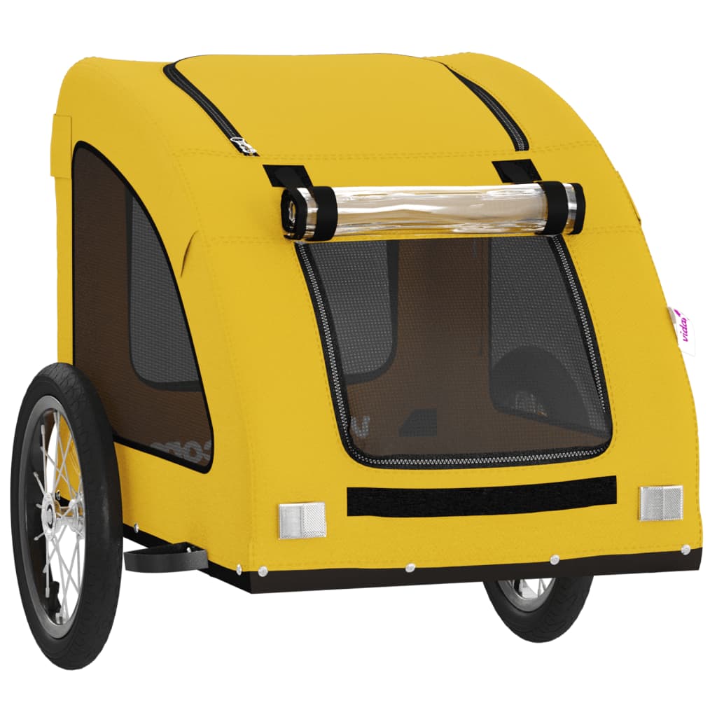 Remorque de vélo pour animaux de compagnie, tissu Oxford jaune et fer