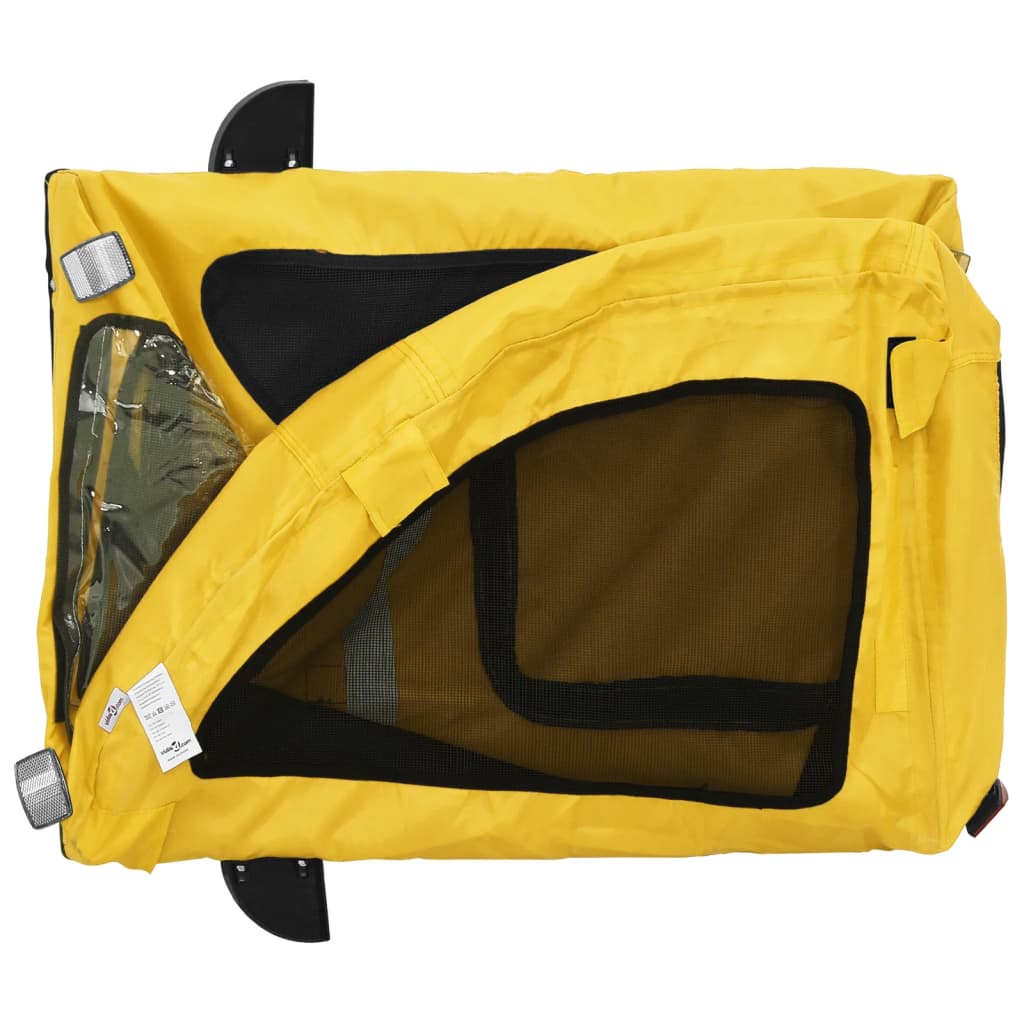 Remorque de vélo pour animaux de compagnie, tissu Oxford jaune et fer