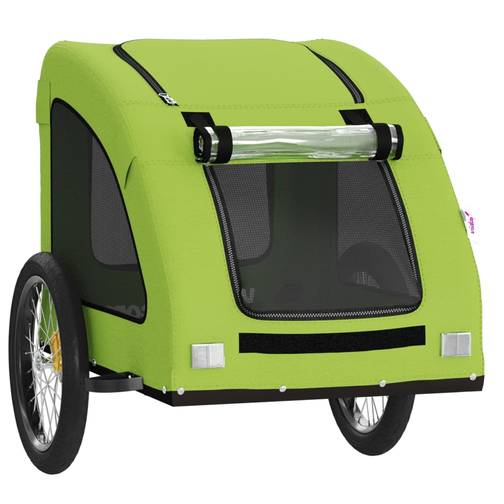 Remorque à vélo chiens tissu Oxford vert et fer