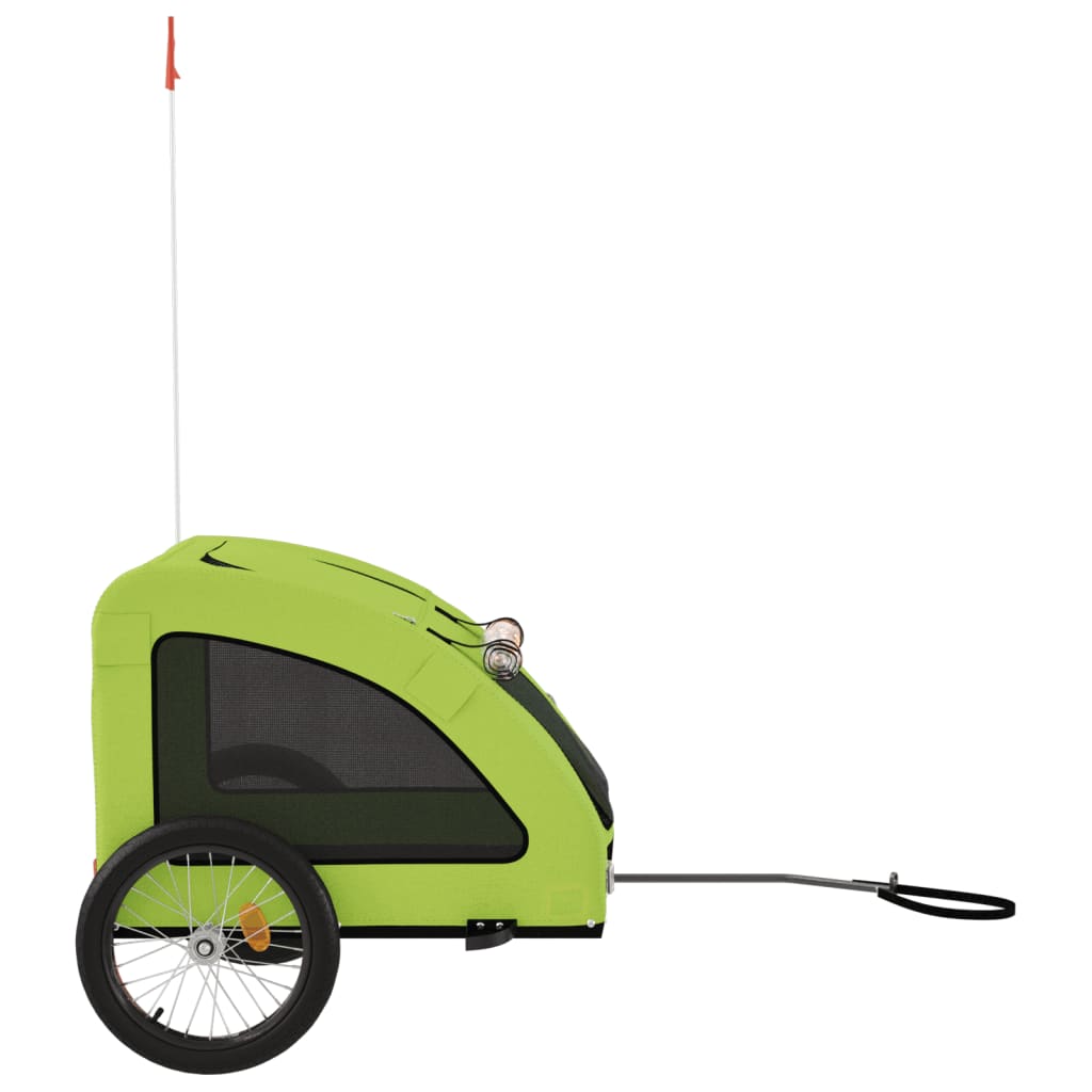 Remorque à vélo chiens tissu Oxford vert et fer