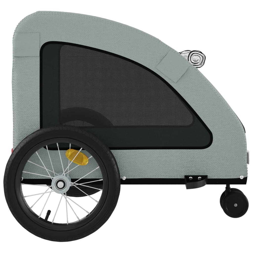 Remorque à vélo chiens tissu Oxford gris et fer