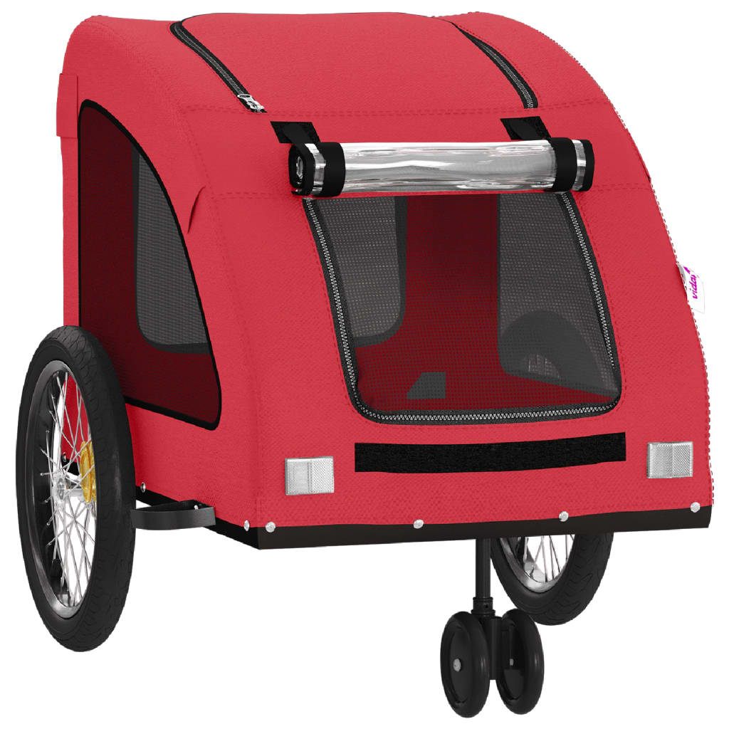 Remorque à vélo chiens tissu Oxford rouge et fer