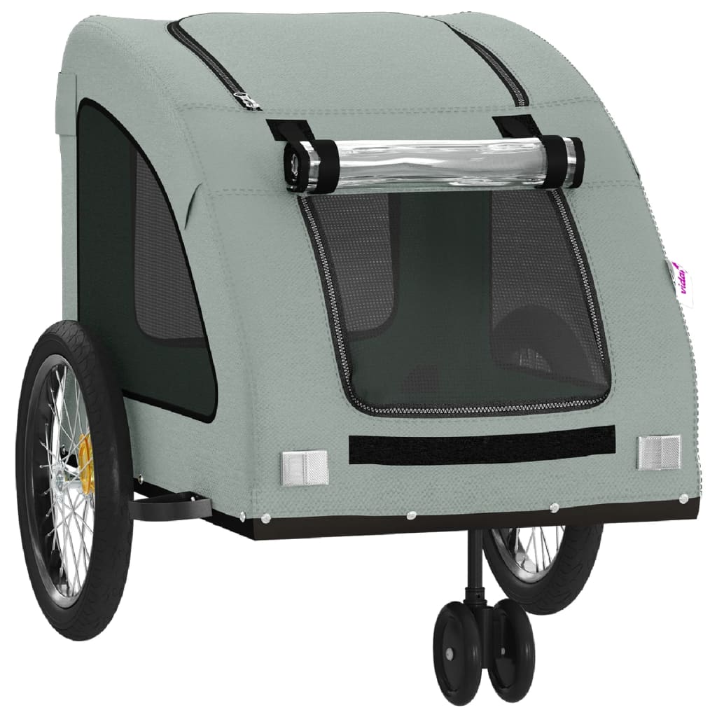 Remorque à vélo chiens tissu Oxford gris et fer