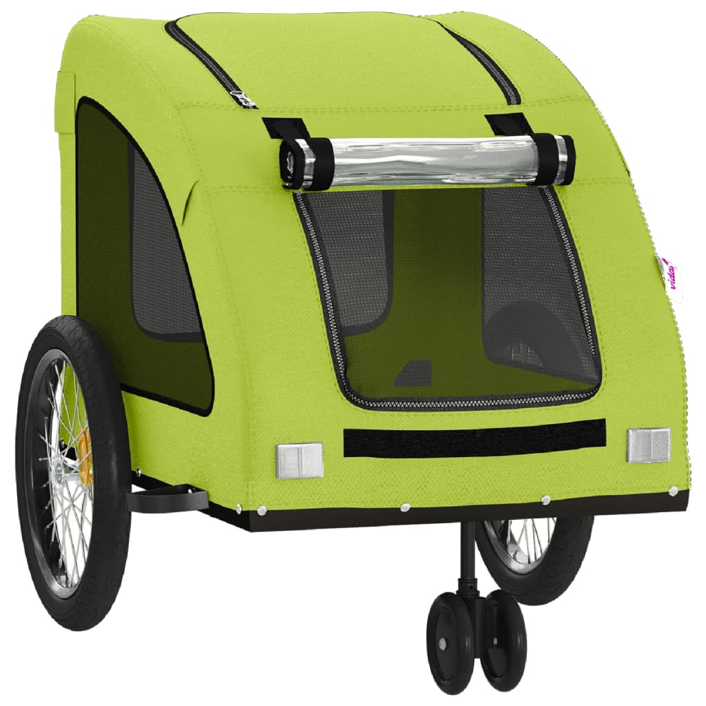 Remorque à vélo chiens tissu Oxford vert et fer