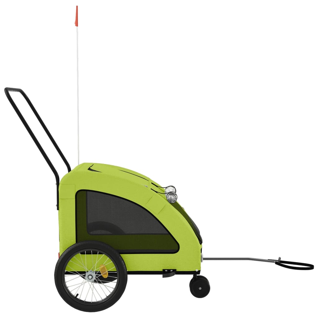 Remorque à vélo chiens tissu Oxford vert et fer