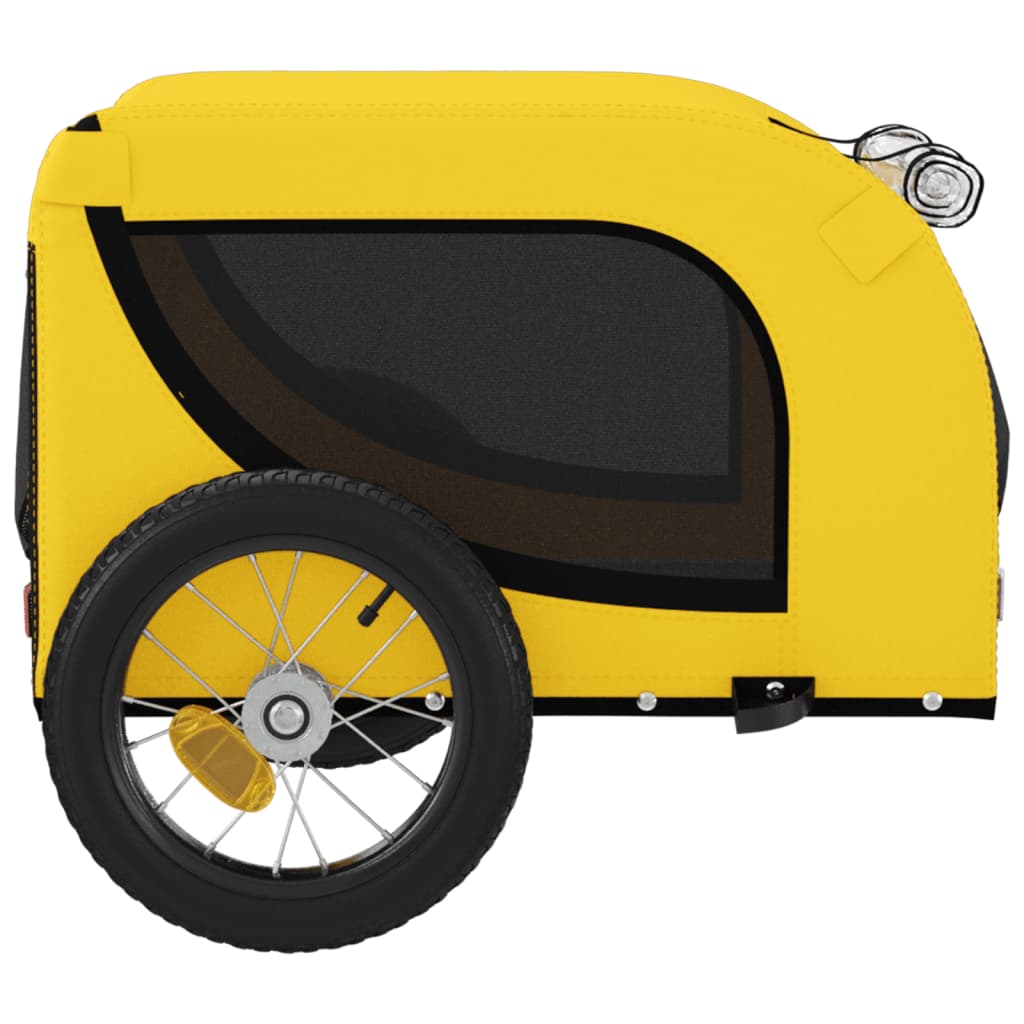 Remorque à Vélo Chiens Tissu Oxford &amp; Fer Jaune et Noir