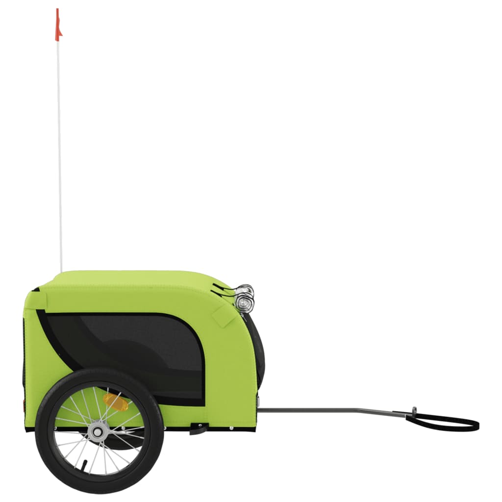 Remorque à Vélo Chiens Tissu Oxford Vert et Noir &amp; Fer