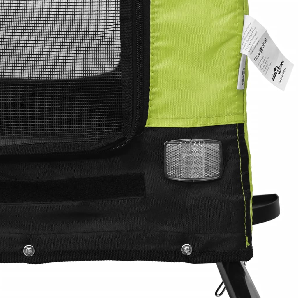 Remorque à Vélo Chiens Tissu Oxford Vert et Noir &amp; Fer