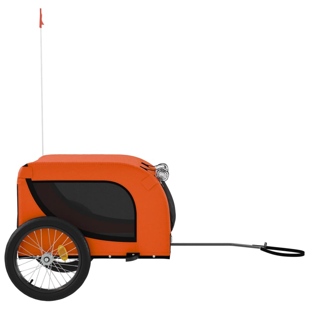 Remorque à Vélo Chiens Tissu Oxford &amp; Fer Orange et Noir