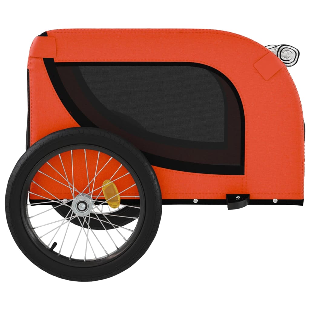 Remorque à Vélo Chiens Tissu Oxford &amp; Fer Orange et Noir