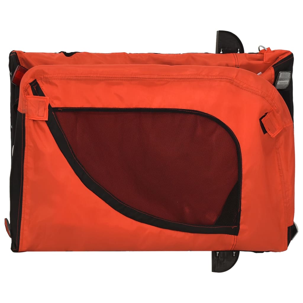 Remorque à Vélo Chiens Tissu Oxford &amp; Fer Orange et Noir