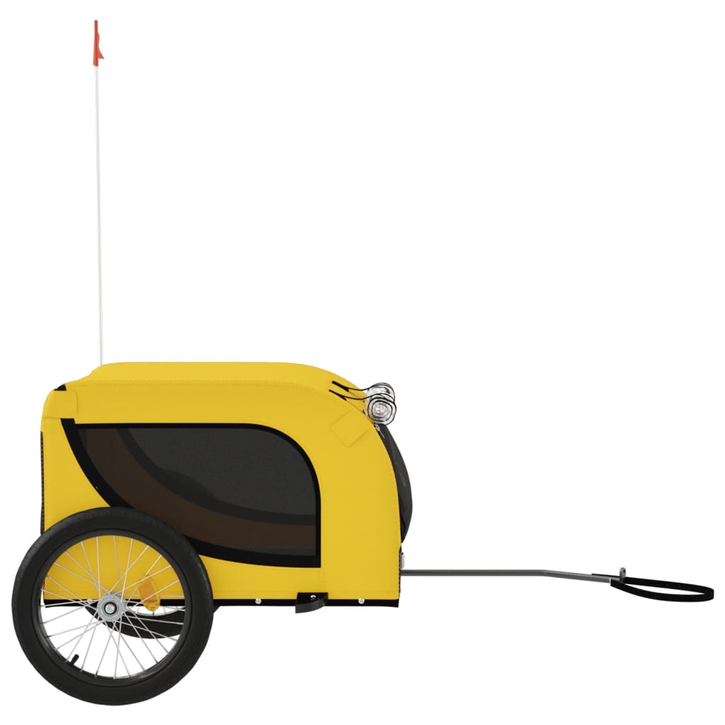 Remorque à Vélo Chiens Tissu Oxford &amp; Fer Jaune et Noir