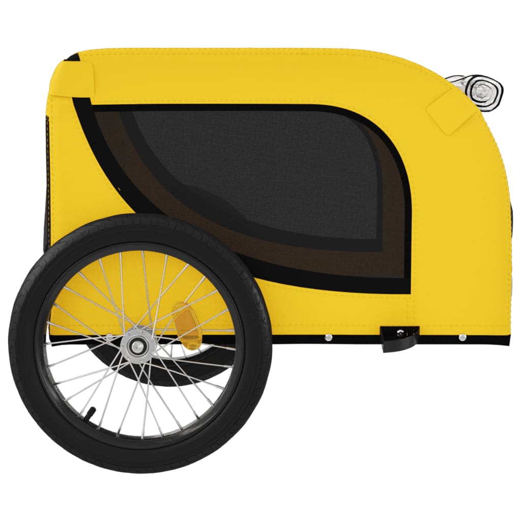 Remorque à Vélo Chiens Tissu Oxford &amp; Fer Jaune et Noir