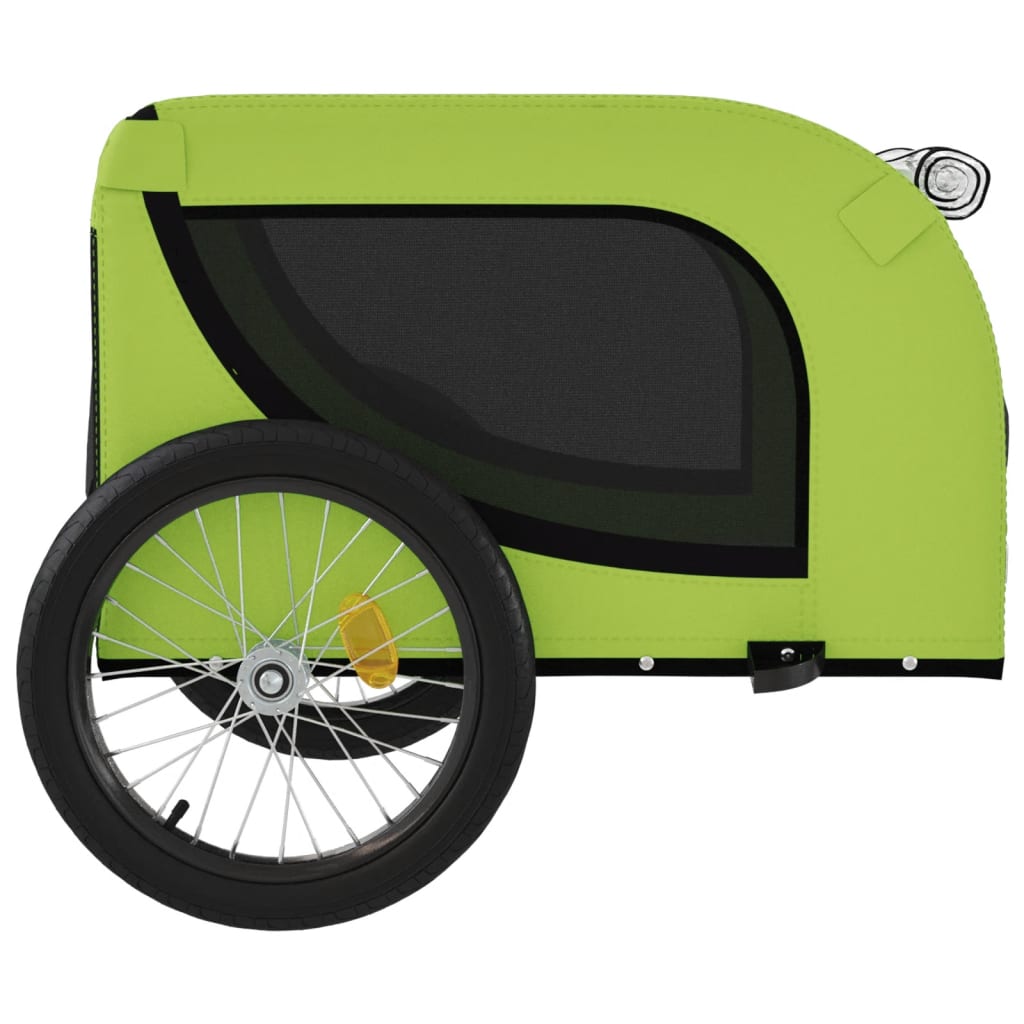 Remorque à Vélo Chiens Tissu Oxford Vert et Noir &amp; Fer