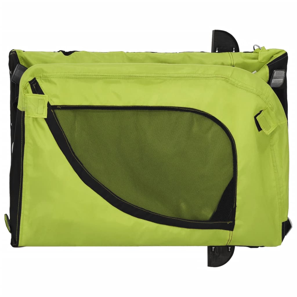 Remorque à Vélo Chiens Tissu Oxford Vert et Noir &amp; Fer