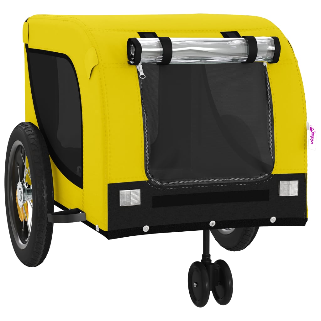 Remorque à Vélo Chiens Tissu Oxford &amp; Fer Jaune et Noir