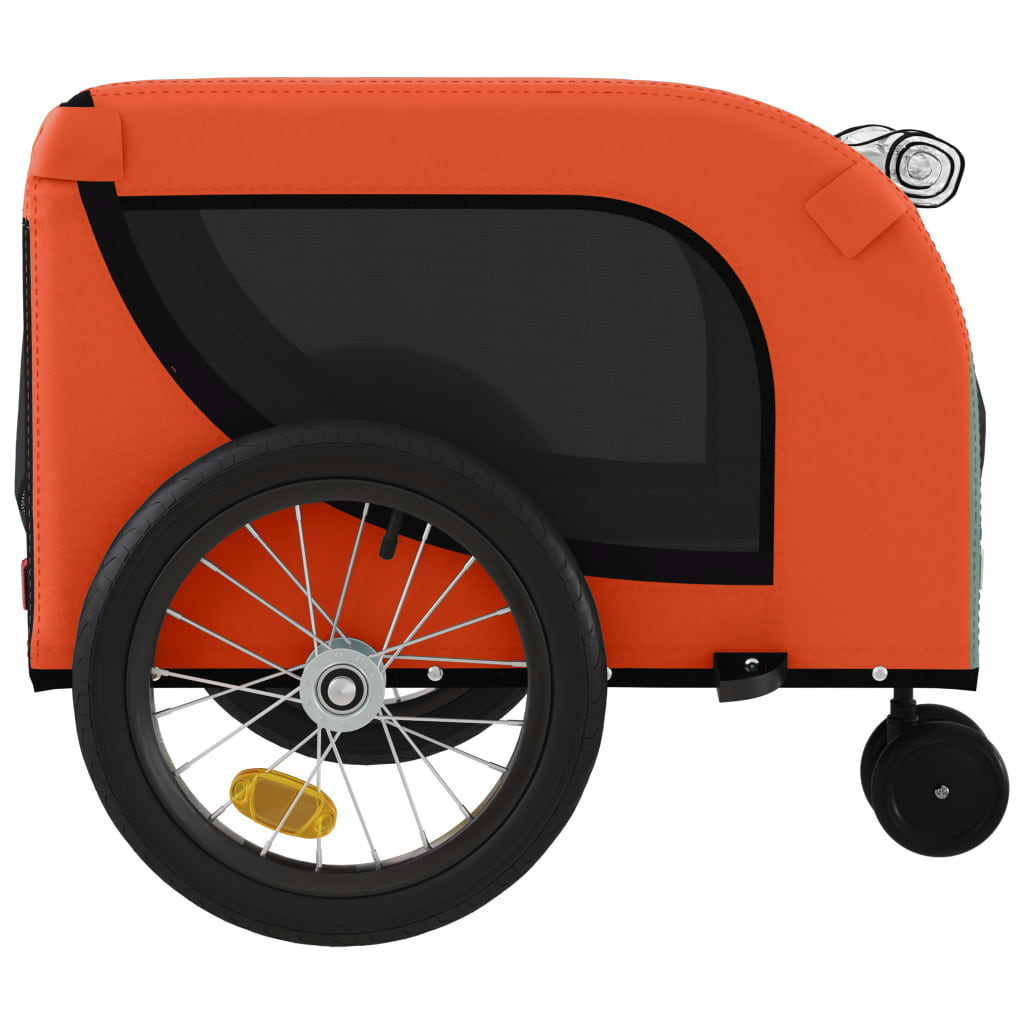 Remorque à Vélo Chiens Tissu Oxford &amp; Fer Orange et Noir