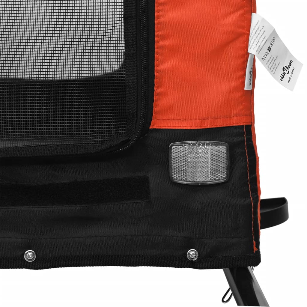 Remorque à Vélo Chiens Tissu Oxford &amp; Fer Orange et Noir