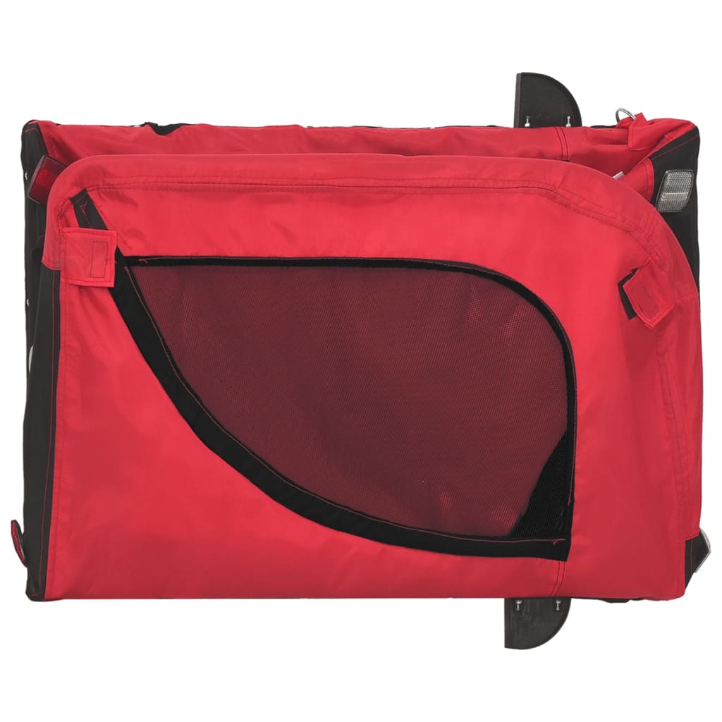 Remorque à Vélo Chiens Tissu Oxford Rouge et Noir &amp; Fer