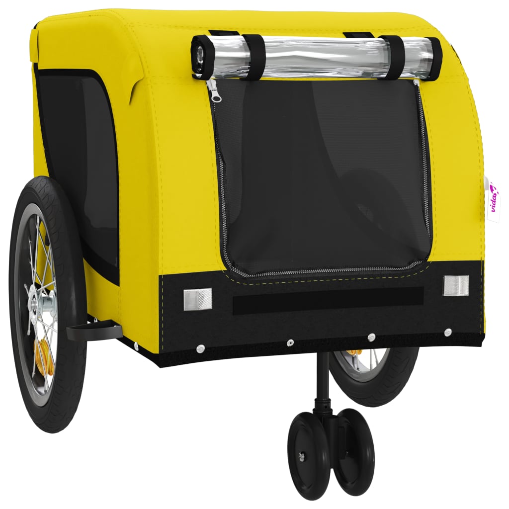 Remorque à Vélo Chiens Tissu Oxford &amp; Fer Jaune et Noir