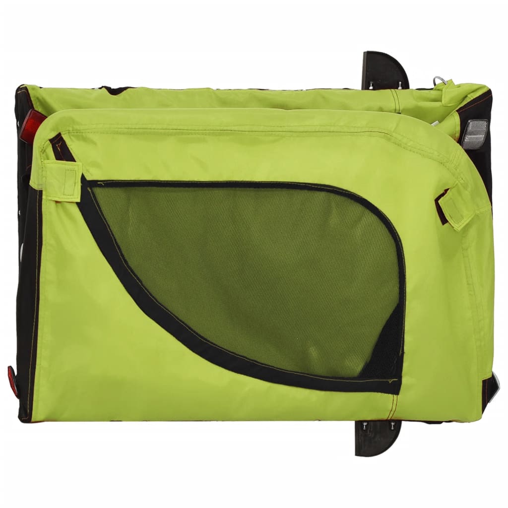 Remorque à Vélo Chiens Tissu Oxford Vert et Noir &amp; Fer