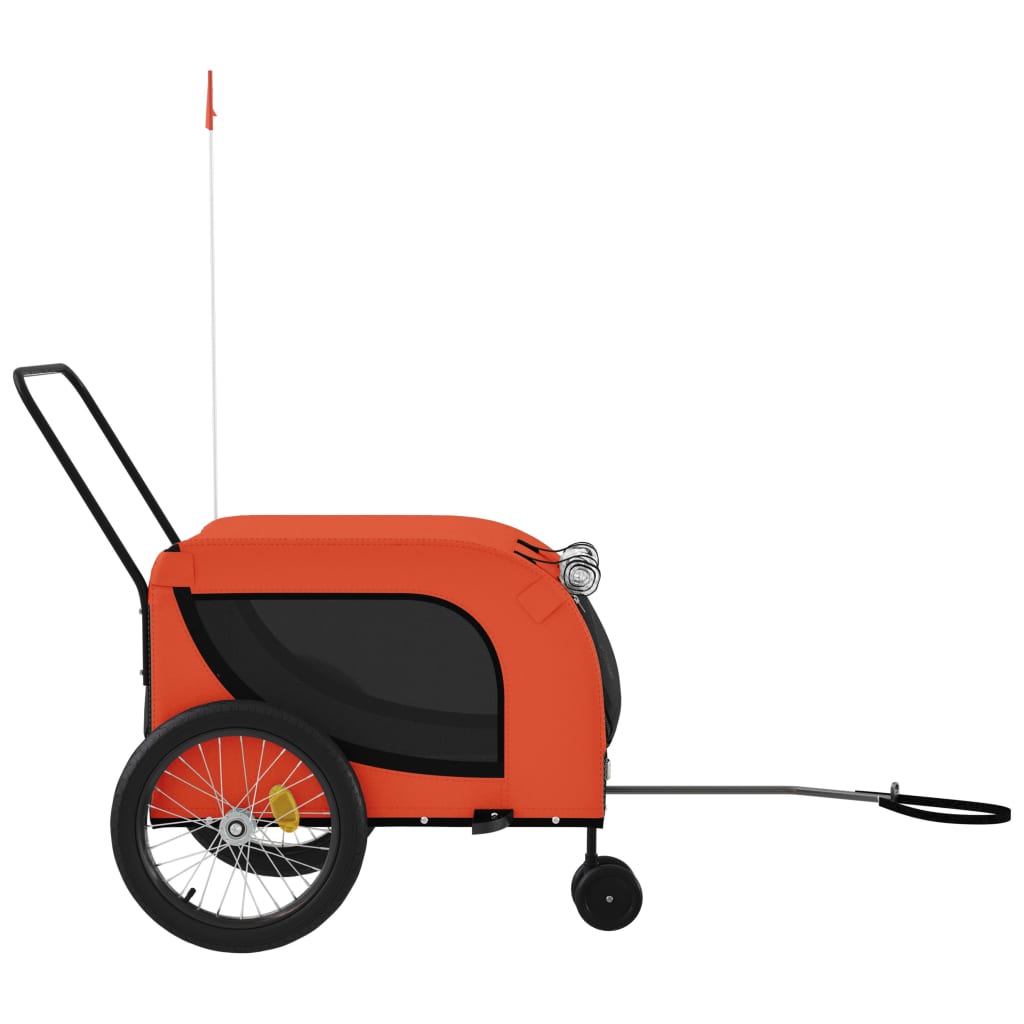 Remorque à Vélo Chiens Tissu Oxford &amp; Fer Orange et Noir