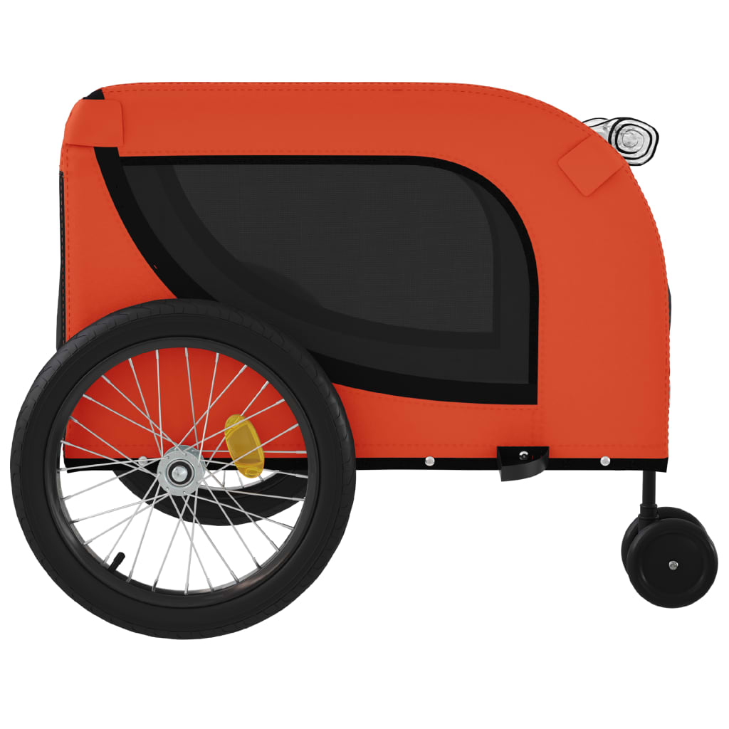 Remorque à Vélo Chiens Tissu Oxford &amp; Fer Orange et Noir