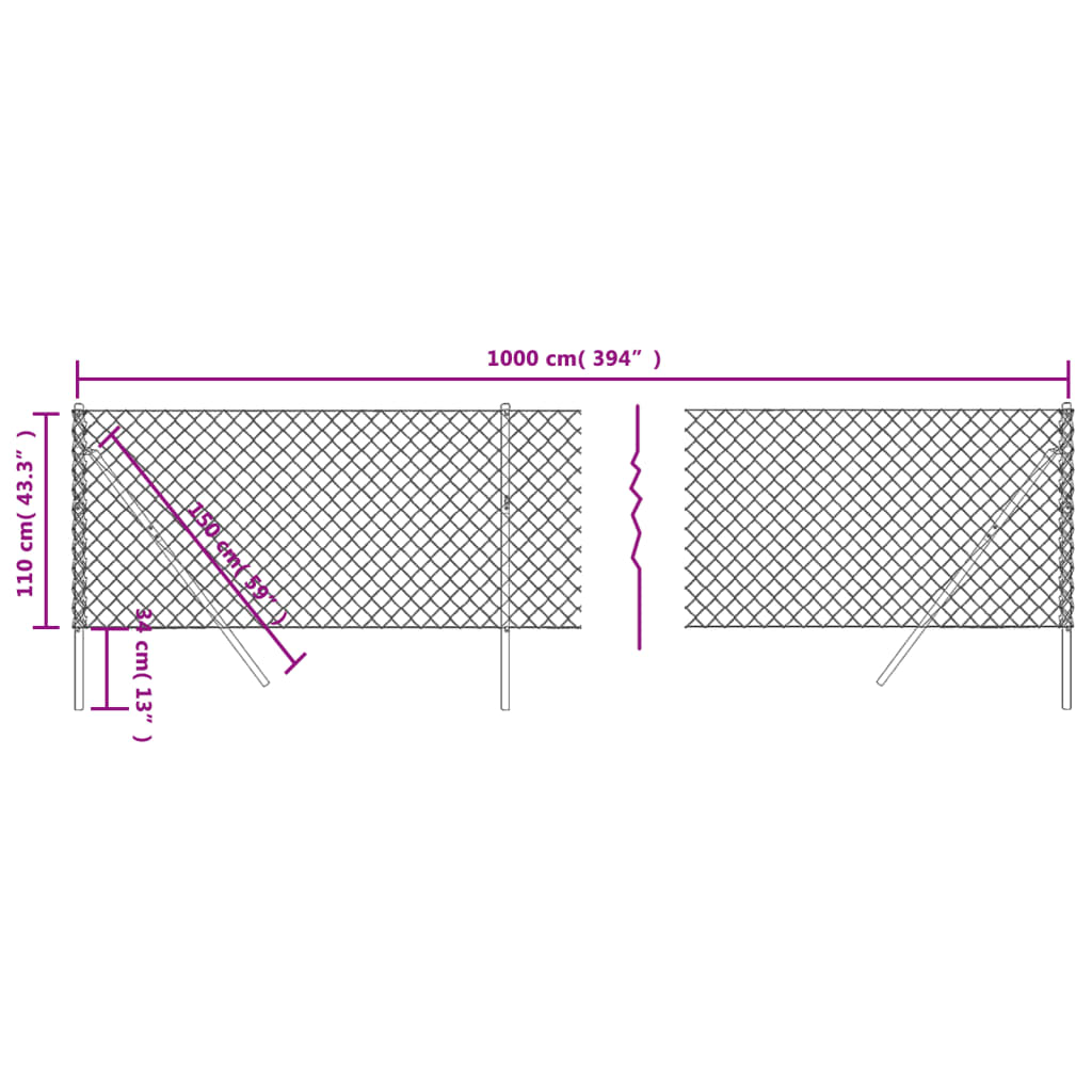 Maschendrahtzaun Grün 1,1x10 m