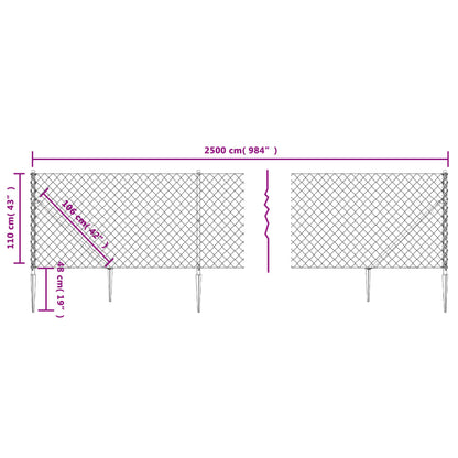 Maschendrahtzaun mit Bodenhülsen Grün 1,1x25 m