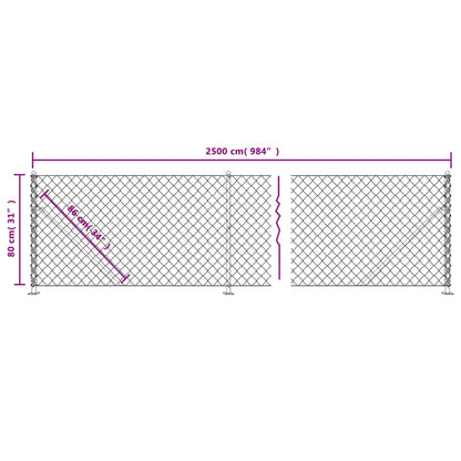 Maschendrahtzaun mit Bodenflansch Grün 0,8x25 m