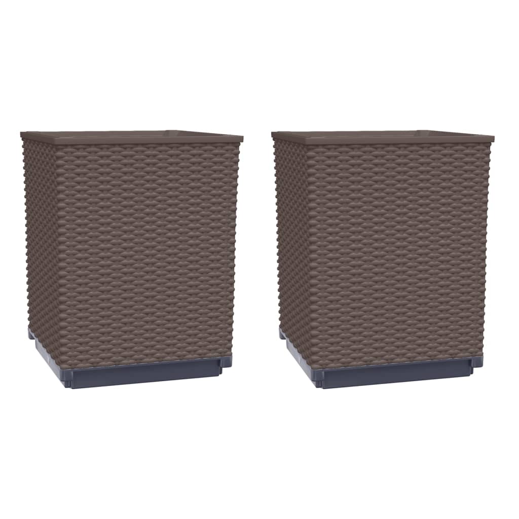 Pflanzkübel 2 Stk. Braun 30x30x37 cm Polypropylen