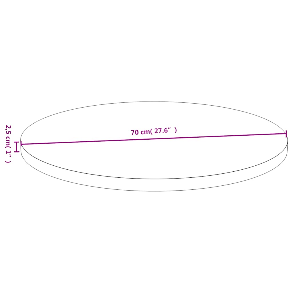 Tischplatte Ø70x2,5 cm Bambus