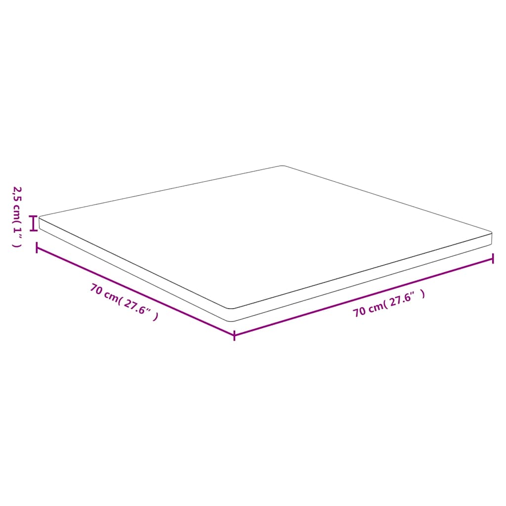 Tischplatte 70x70x2,5 cm Bambus