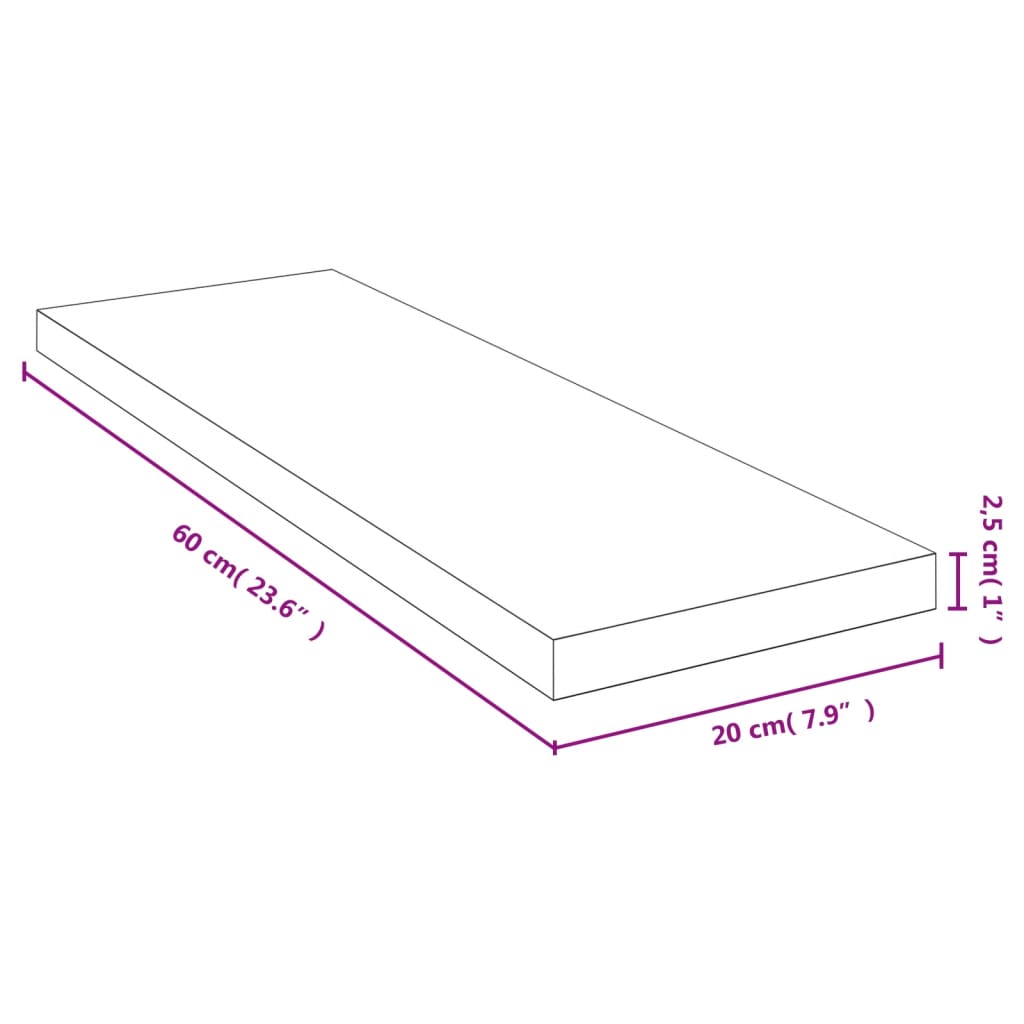 Wall shelf 60x20x2.5 cm bamboo