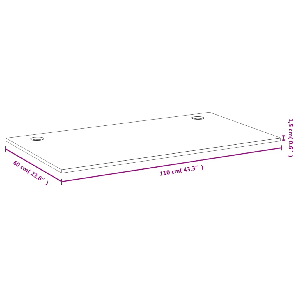 Schreibtischplatte 110x60x1,5 cm Bambus