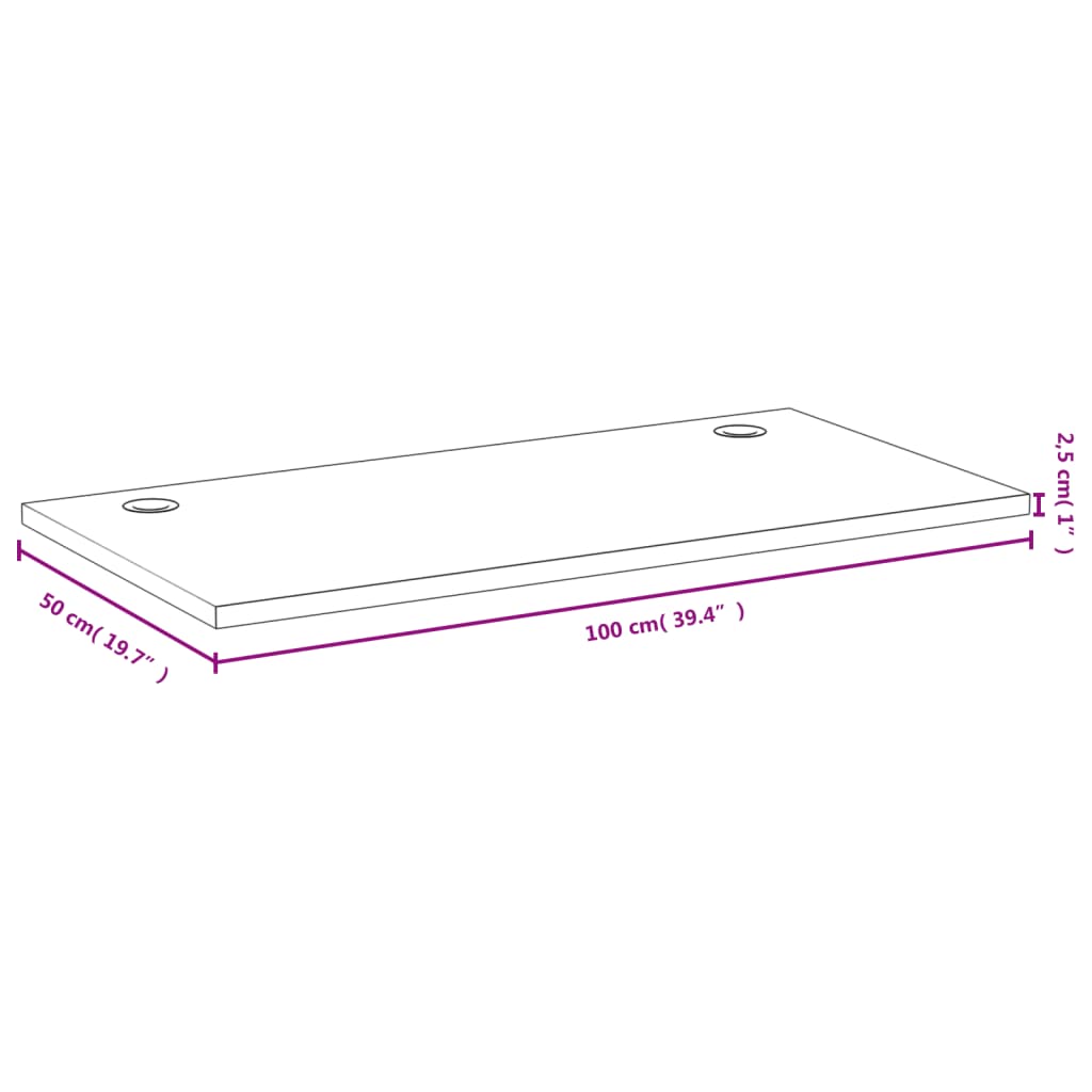 Schreibtischplatte 100x50x2,5 cm Bambus