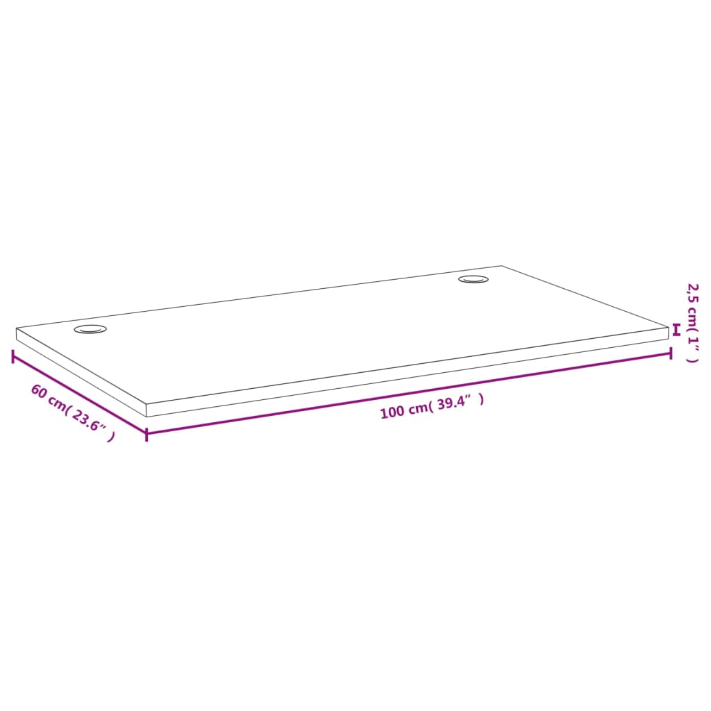 Schreibtischplatte 100x60x2,5 cm Bambus