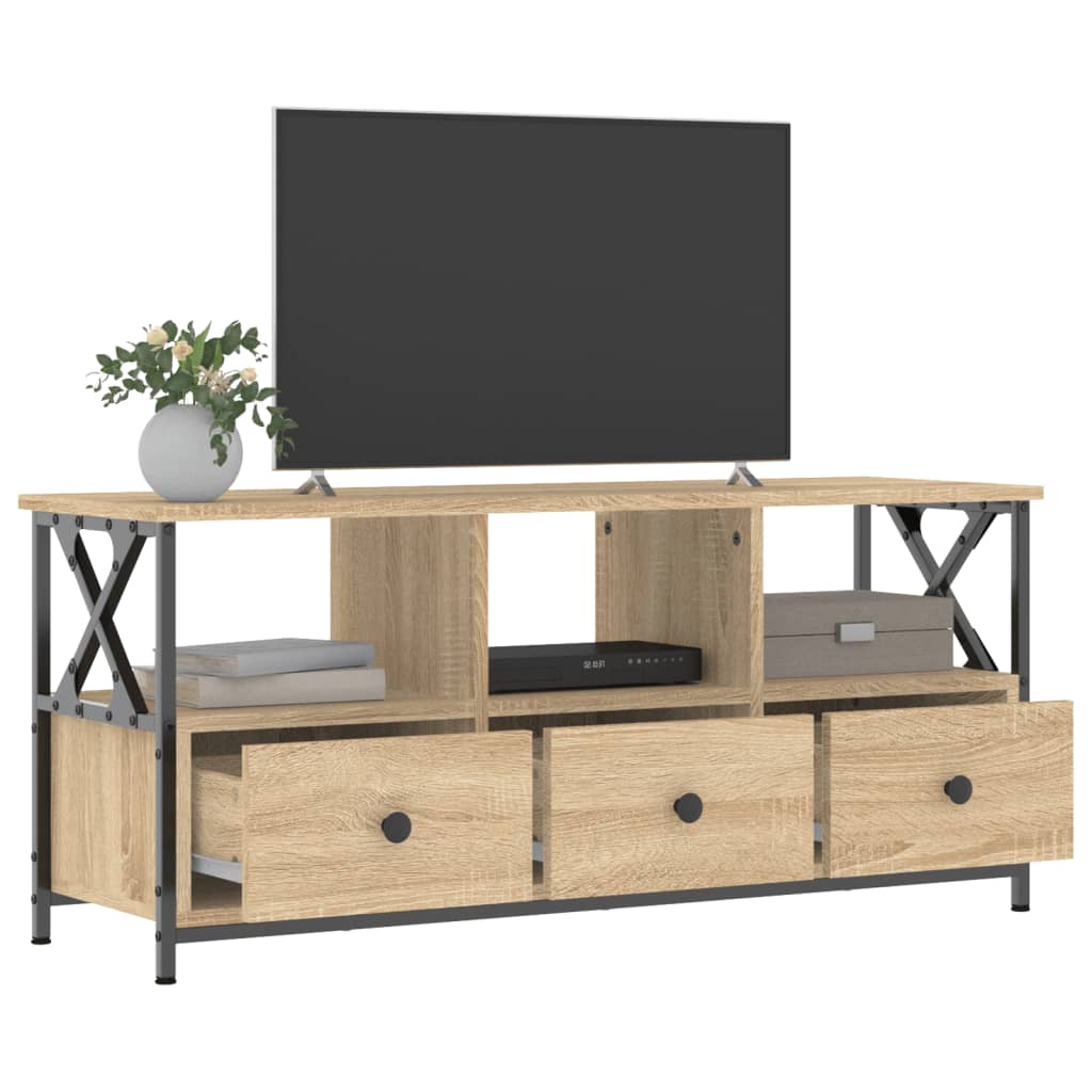 Meuble TV chêne Sonoma 102x33x45 cm en bois et fer