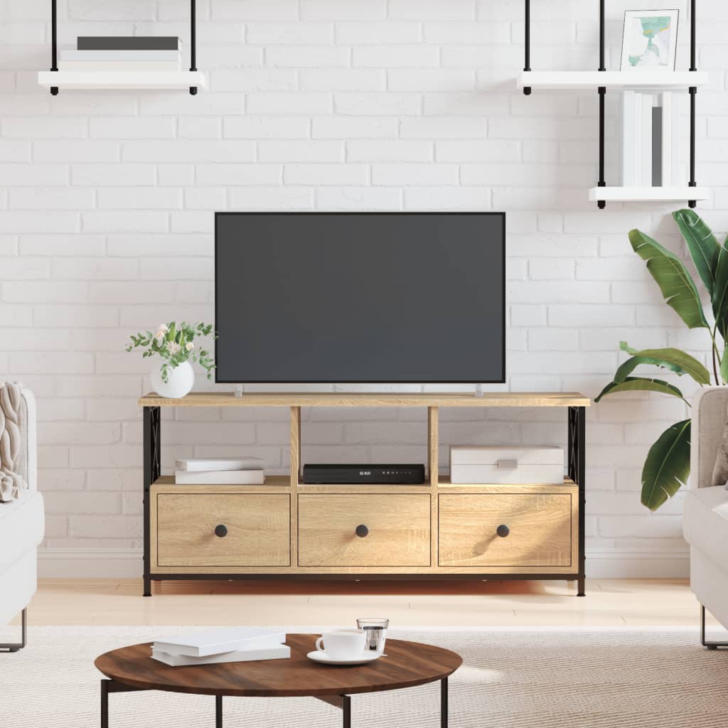 Meuble TV chêne Sonoma 102x33x45 cm en bois et fer