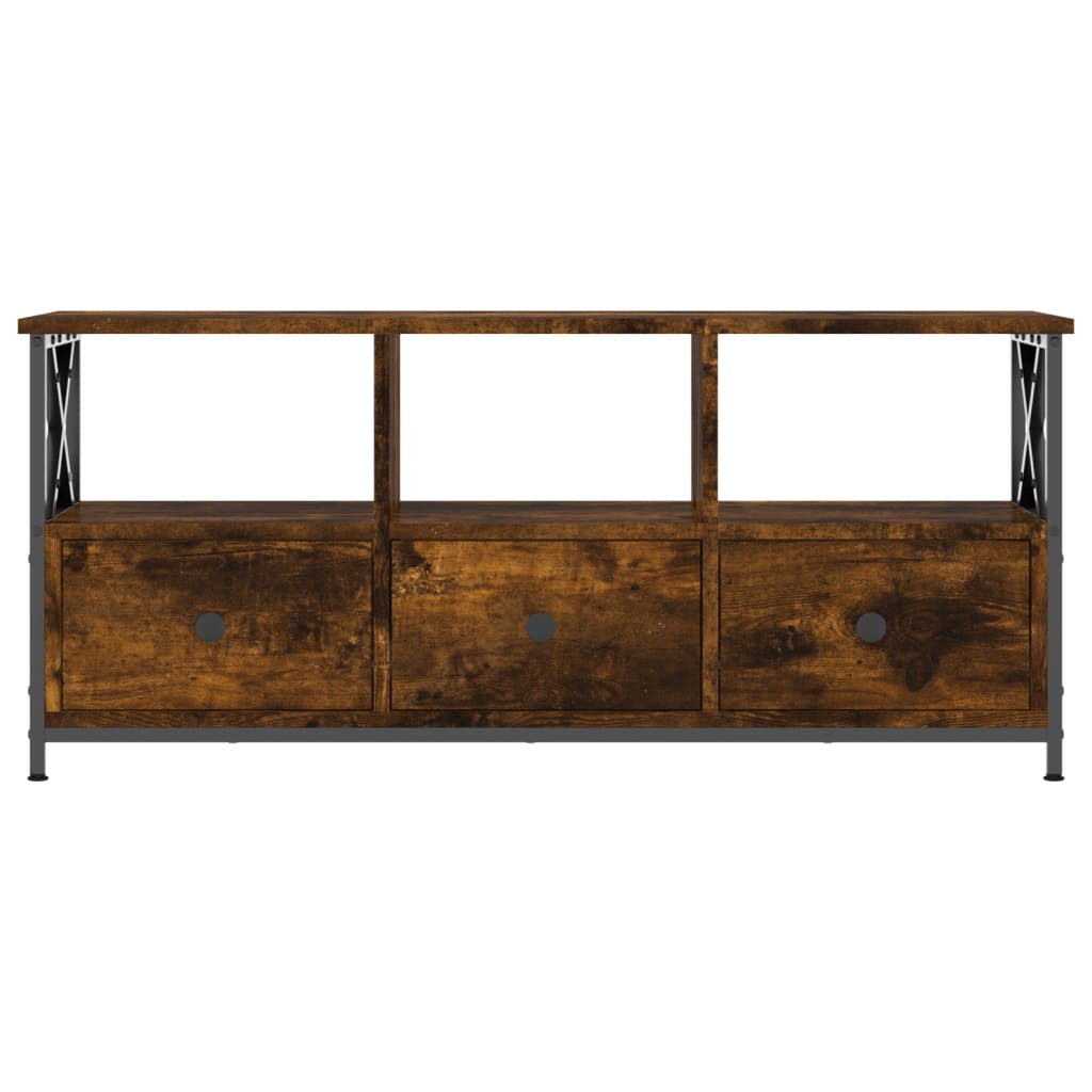 Meuble TV chêne fumé 102x33x45 cm matériau bois &amp; fer