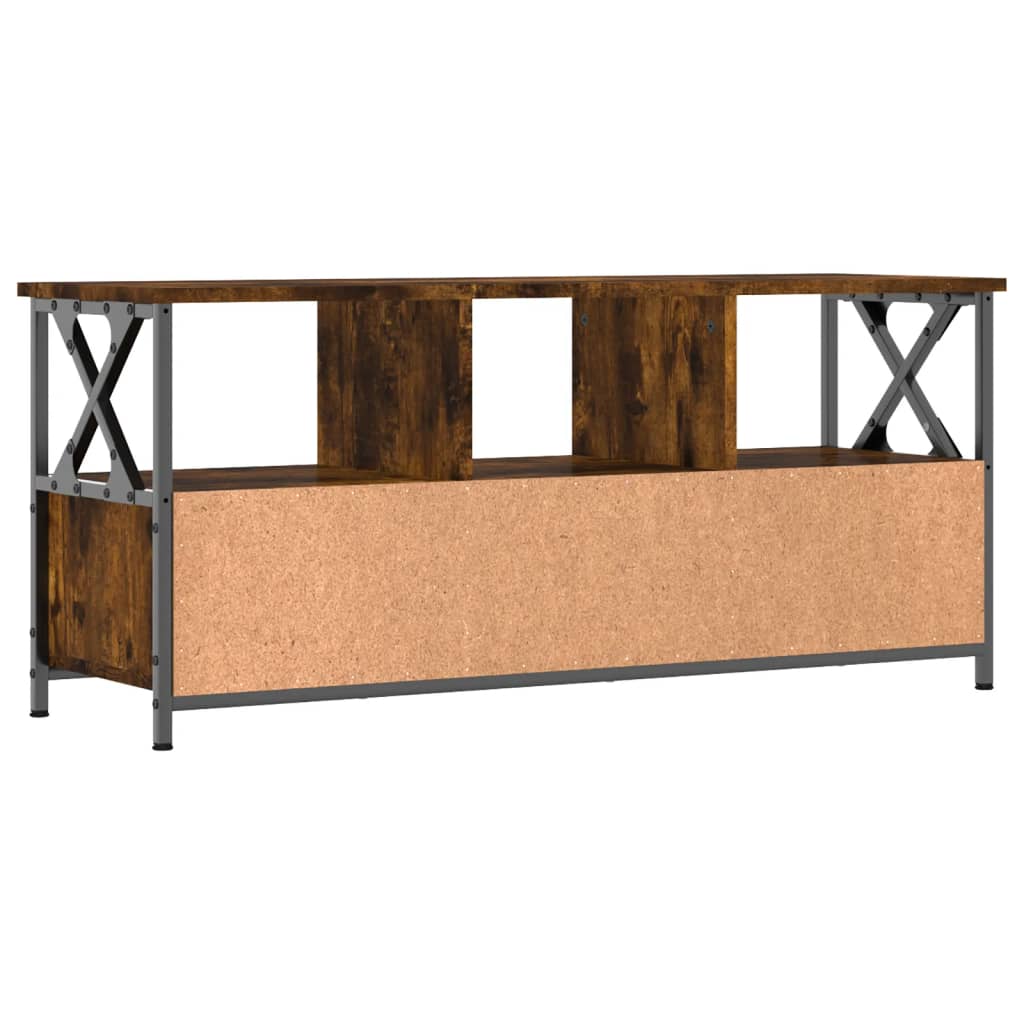 Meuble TV chêne fumé 102x33x45 cm matériau bois &amp; fer