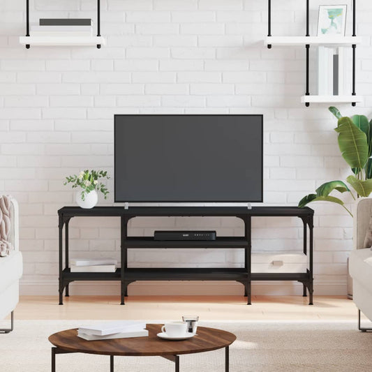 Meuble TV noir 121x35x45 cm en bois et fer