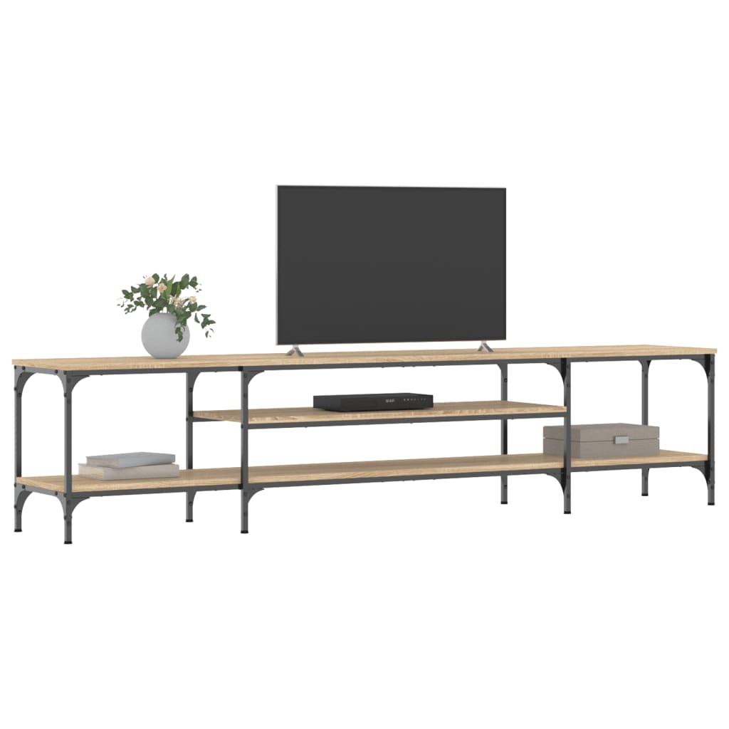 Meuble TV chêne Sonoma 201x35x45 cm matériau bois &amp; fer