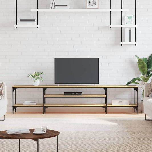 Meuble TV chêne Sonoma 201x35x45 cm matériau bois &amp; fer