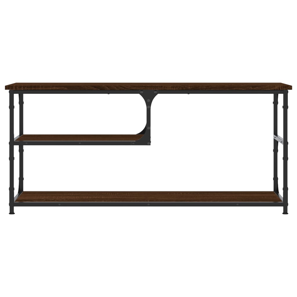 Meuble TV aspect chêne marron 103x38x46,5cm matériau bois acier