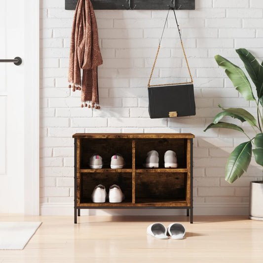 Shoe rack smoked oak 69x35x50 cm wood material