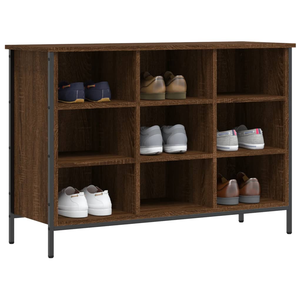 Étagère à chaussures aspect chêne marron 100x35x70 cm en bois